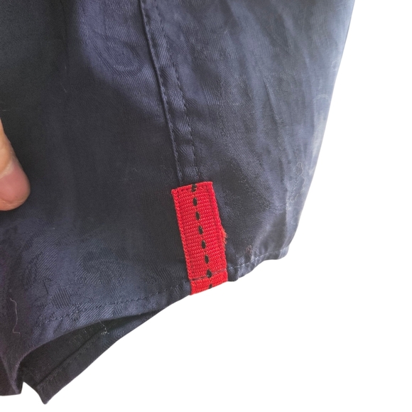 7 Downie St Dark Blue Button-Down Shirt With Subtle Paisley Pattern Size L - Picture 2 of 9